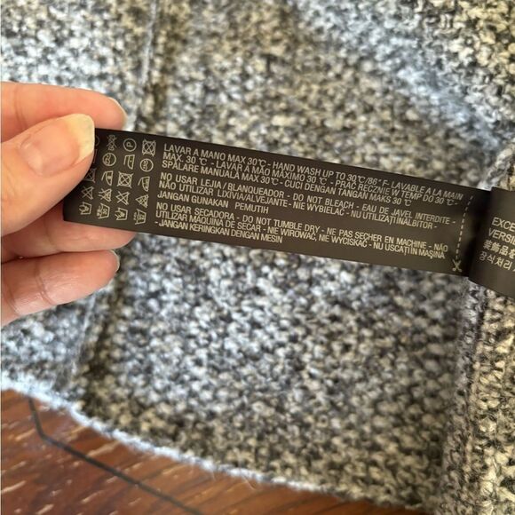 Zara black & white open jacket faux leather trim pockets size S 6873/129/064/S - Picture 3 of 12